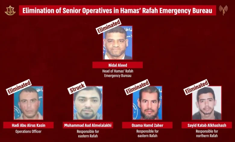 الجيش الإسرائيلي يعلن تصفية قيادات بارزة من حماس في رفح